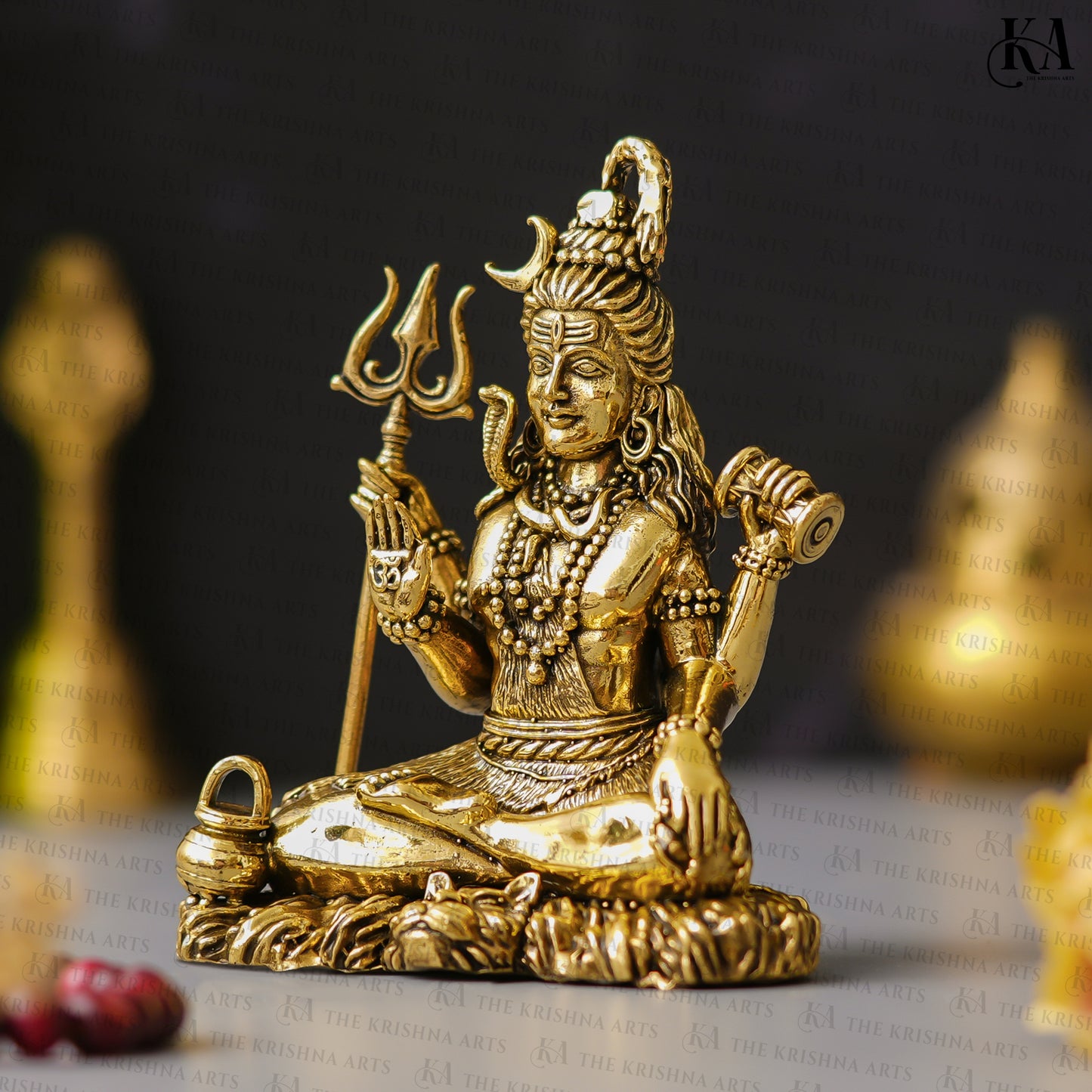 Brass Lord Shiv Idol for Puja, Home and Car Dashboard