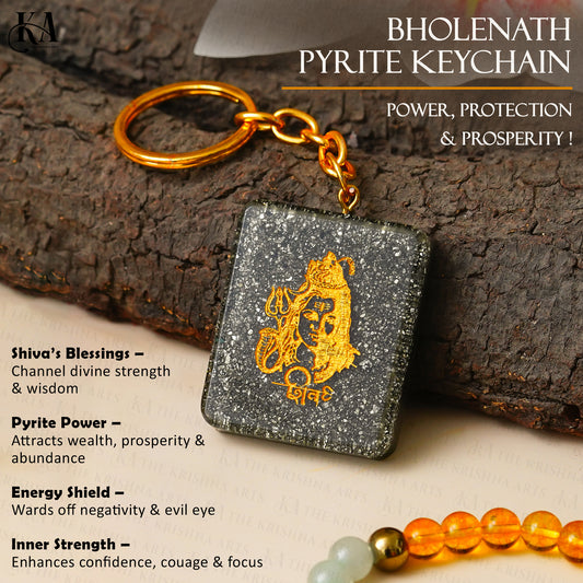 Shiv Pyrite Stone Keychain