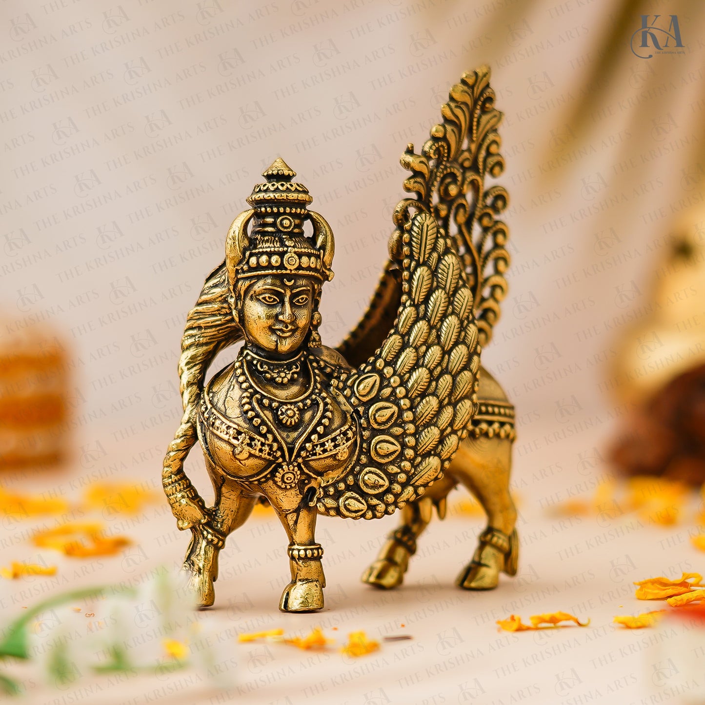 Brass Kamadhenu Cow with Wings standing