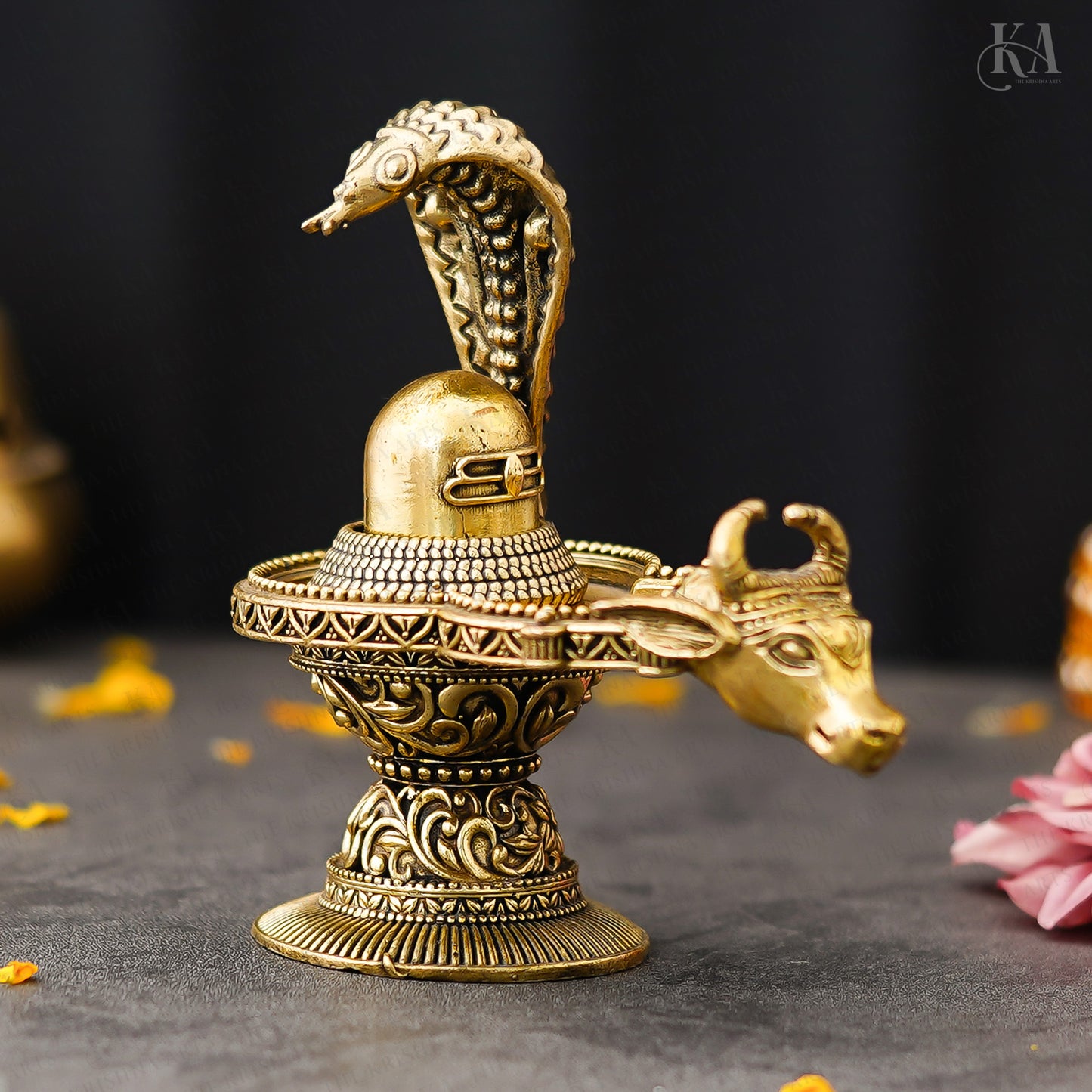 Superfine Brass Nandi Shivling Shivling with Naag