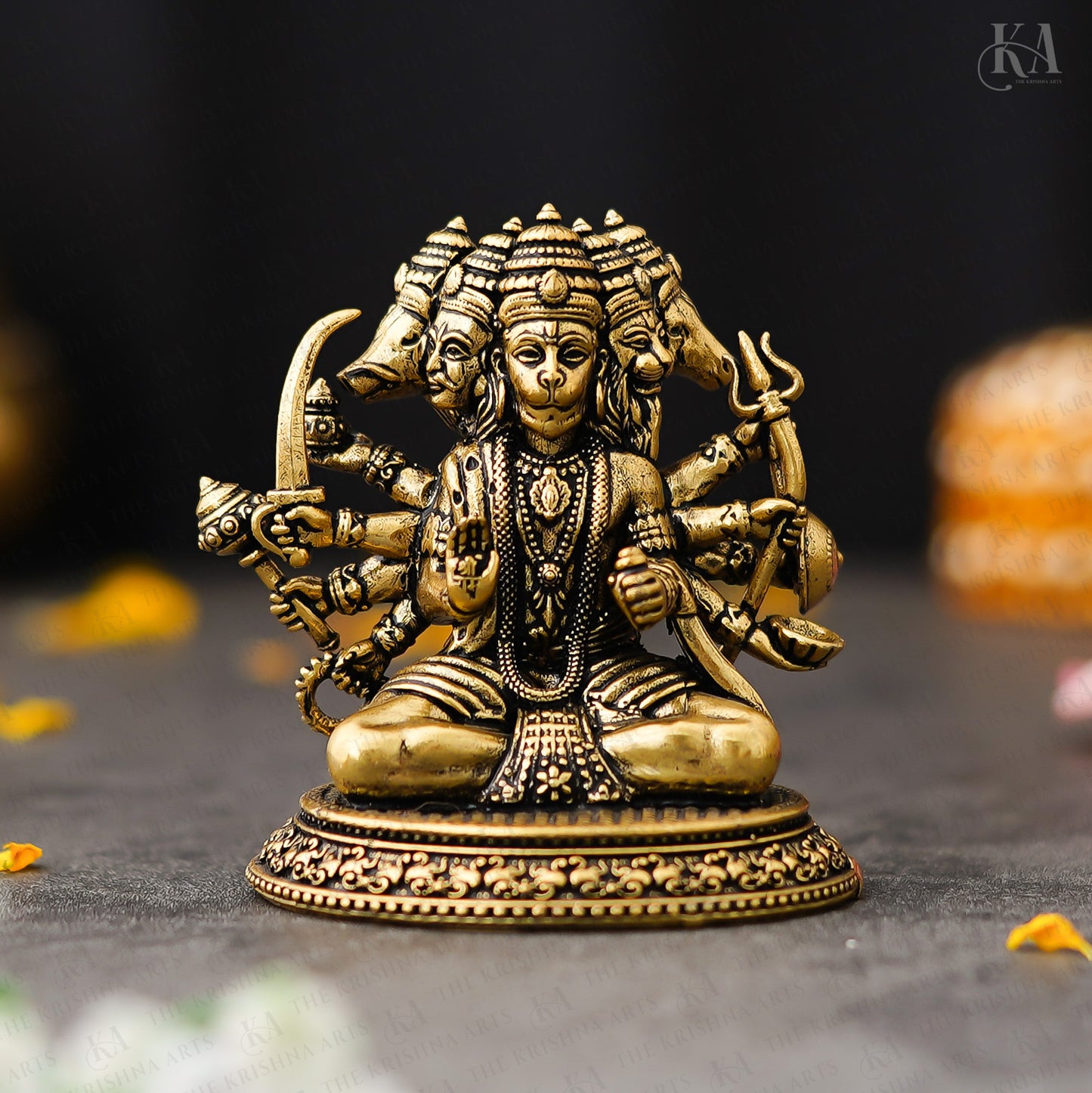 Brass Panchmukhi Hanuman Brass Idol For Puja and Home Decor