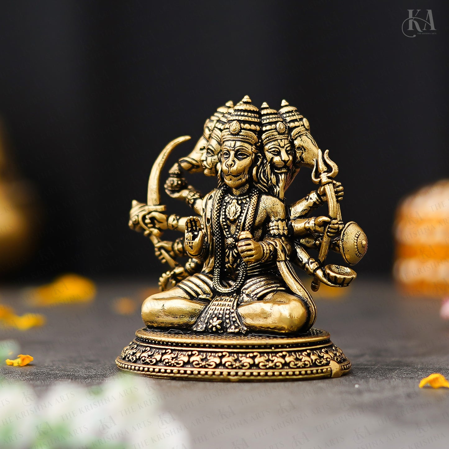 Brass Panchmukhi Hanuman Brass Idol For Puja and Home Decor