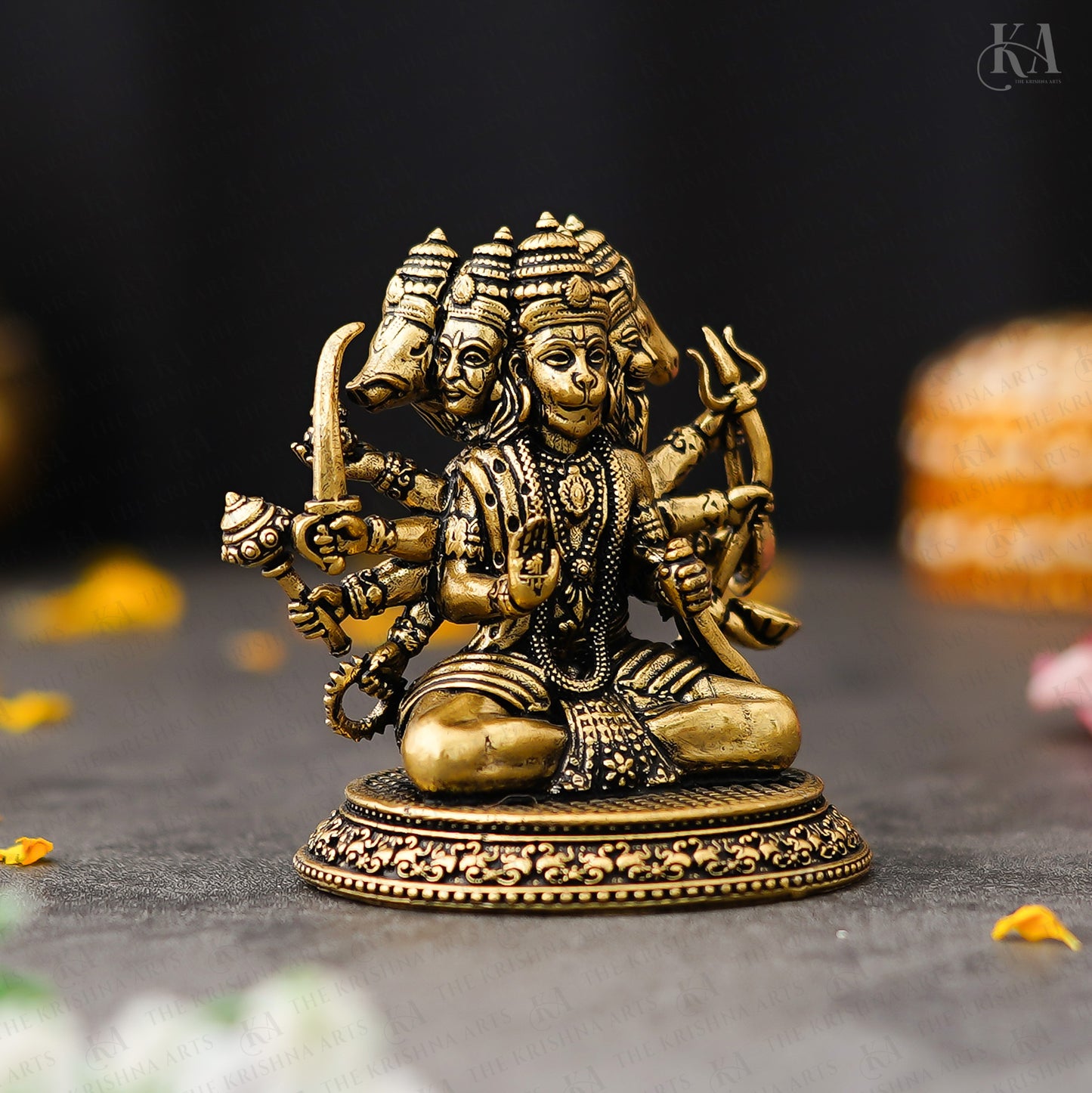 Brass Panchmukhi Hanuman Brass Idol For Puja and Home Decor