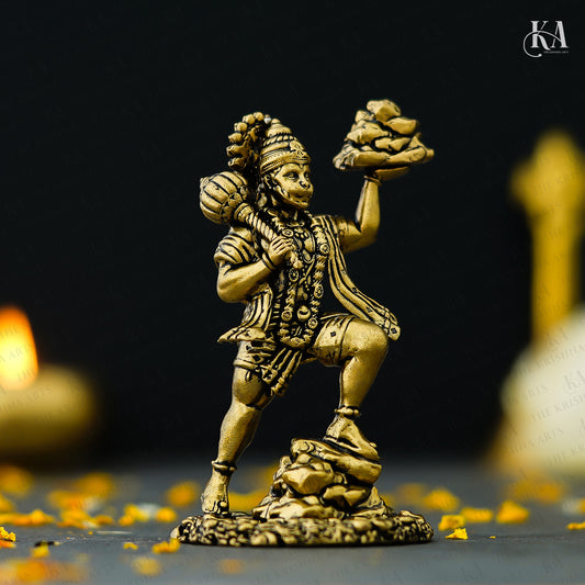 Pure Brass Standing Hanuman Idol with Sanjeevani