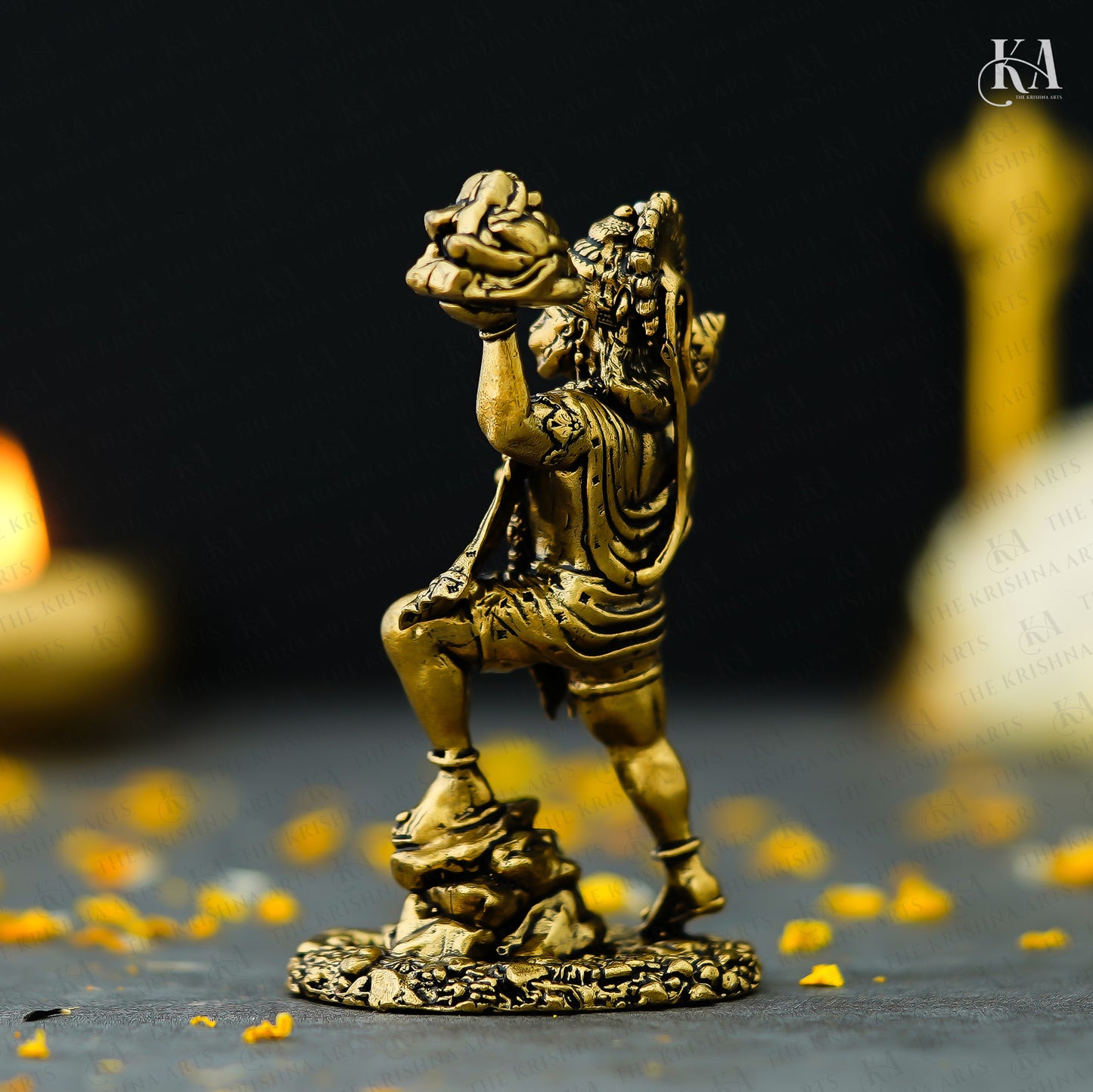 Pure Brass Standing Hanuman Idol with Sanjeevani