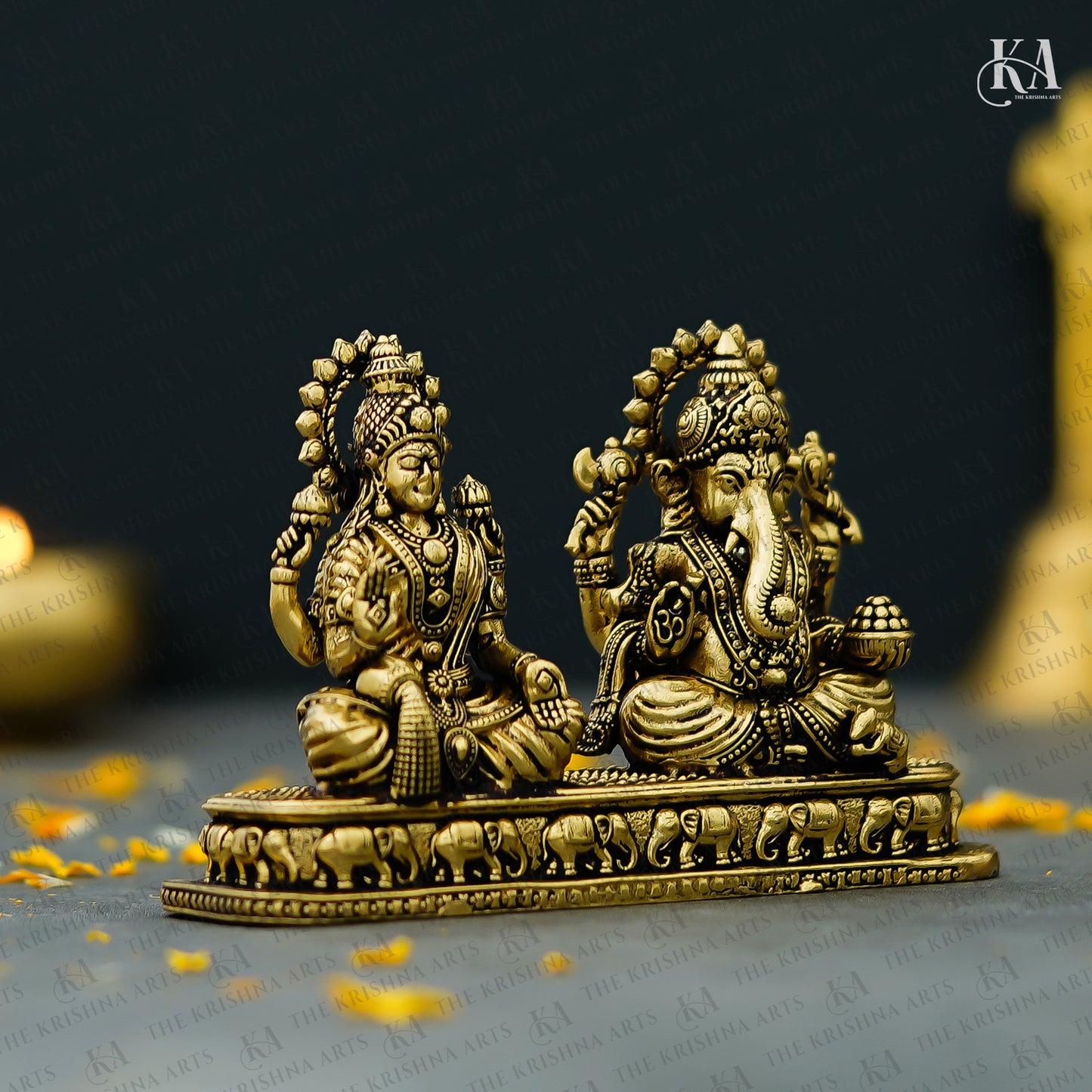 Pure Brass Lakshmi Ganesh Idol For Home Décor, Puja & Car Dashboard