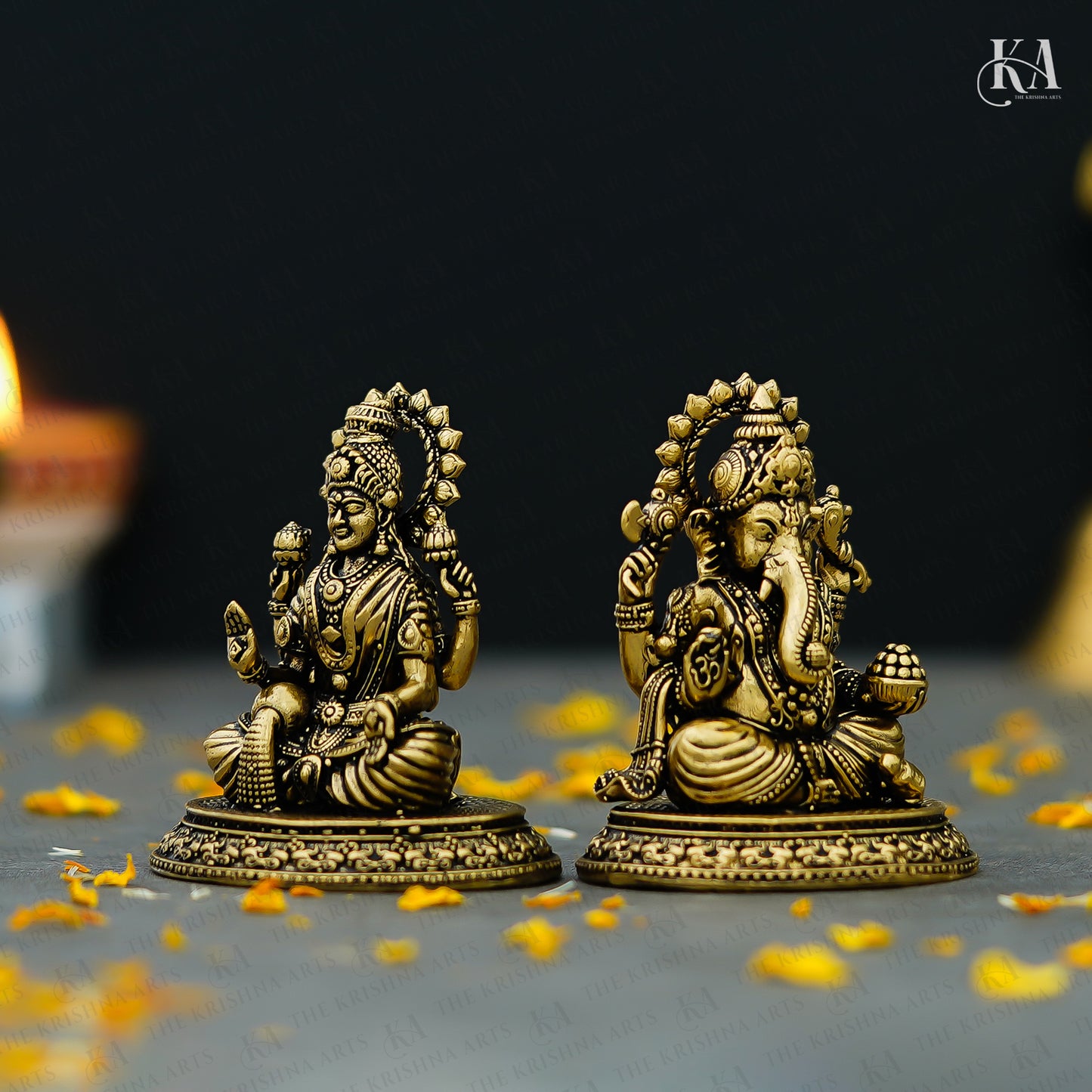Pure Brass Lakshmi Ganesh Idol Set for Diwali Pooja & Home Decor