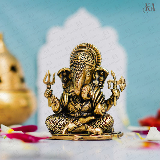 Brass Dagdusheth Ganesha Idol For Car and Home