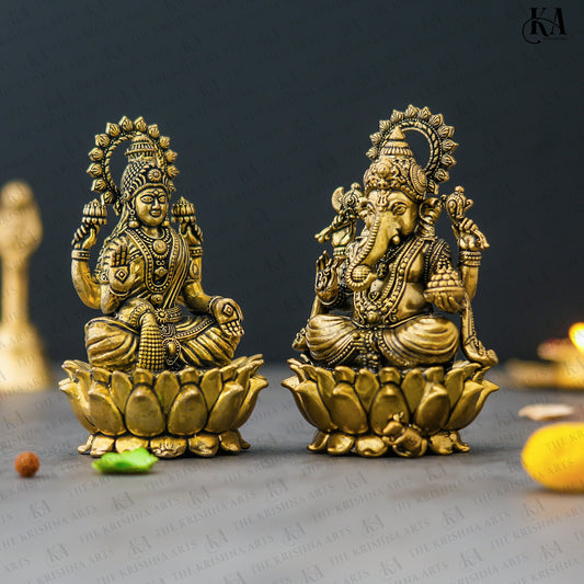 Pure Brass Lakshmi Ganesh Idol Set For Pooja and Home Decor