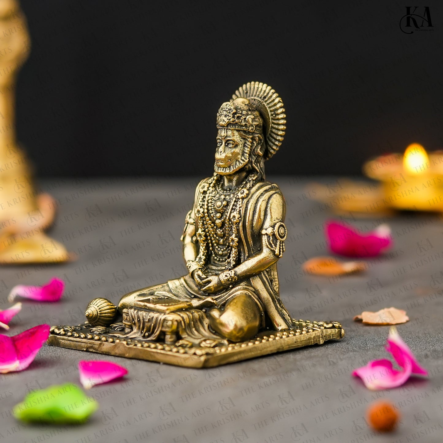Pure Brass Lord Hanuman Idol in Meditative Posture