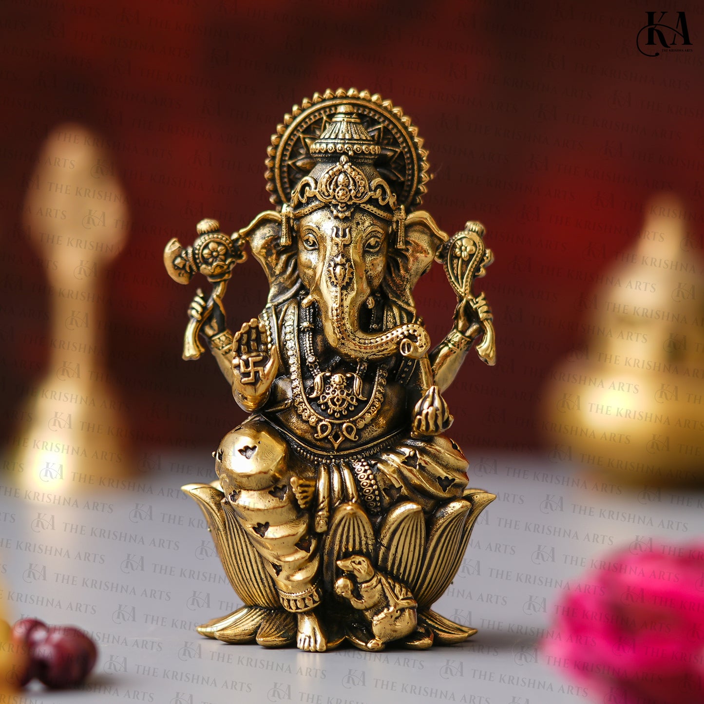 Pure Brass Lord Ganesh Idol For Home and Car Dashboard