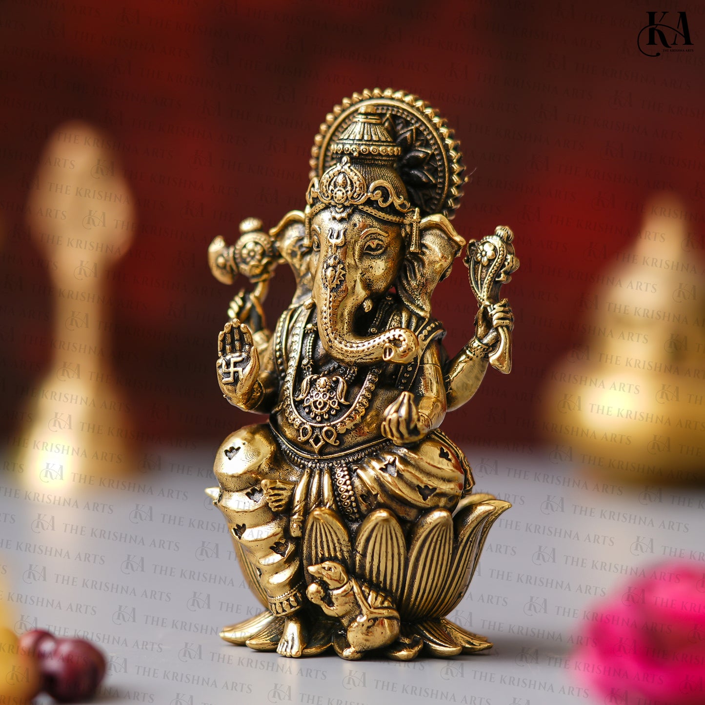 Pure Brass Lord Ganesh Idol For Home and Car Dashboard