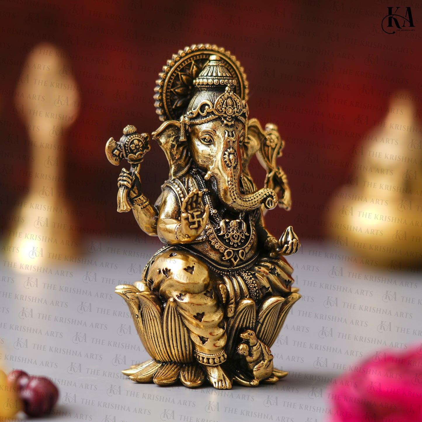 Pure Brass Lord Ganesh Idol For Home and Car Dashboard