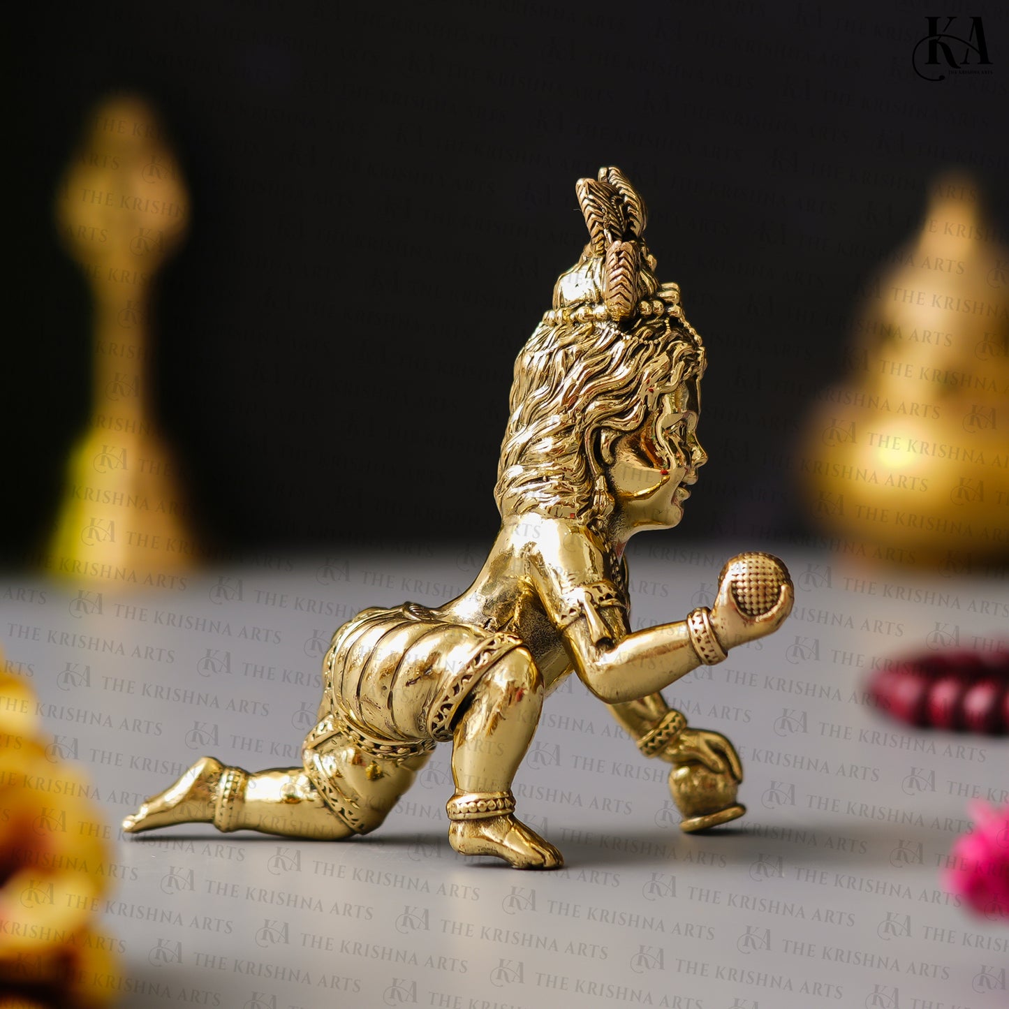 Pure Brass Laddu Gopal Idol for Puja and Home Decor
