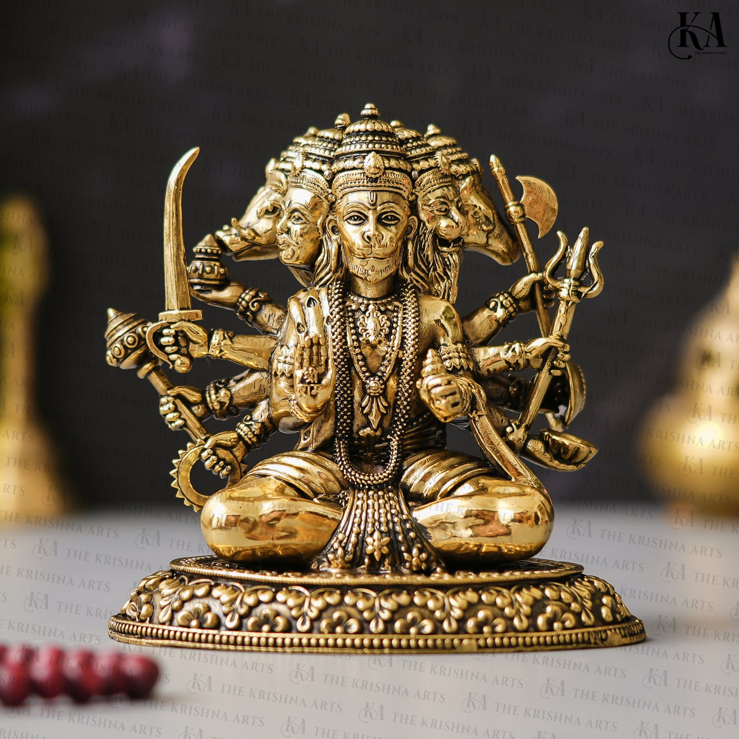 Brass Panchmukhi Hanuman Brass Idol For Puja and Home Decor