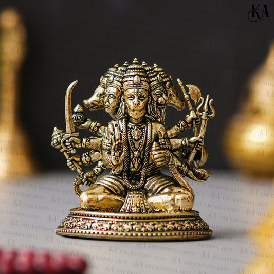Brass Panchmukhi Hanuman Brass Idol For Puja and Home Decor