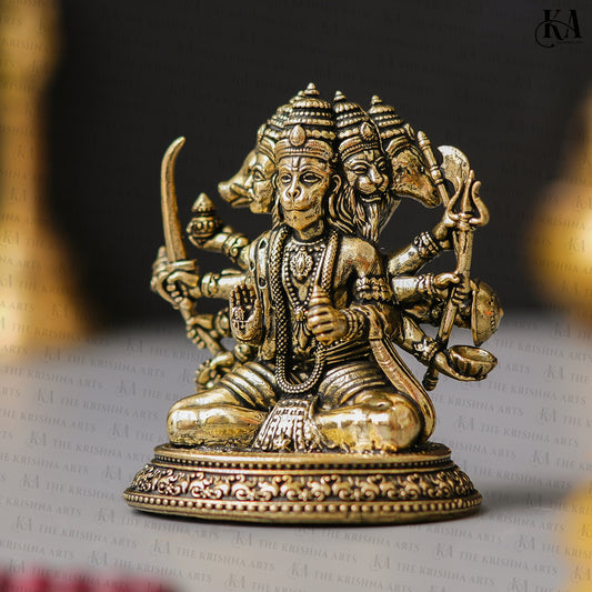 Brass Panchmukhi Hanuman Brass Idol For Puja and Home Decor