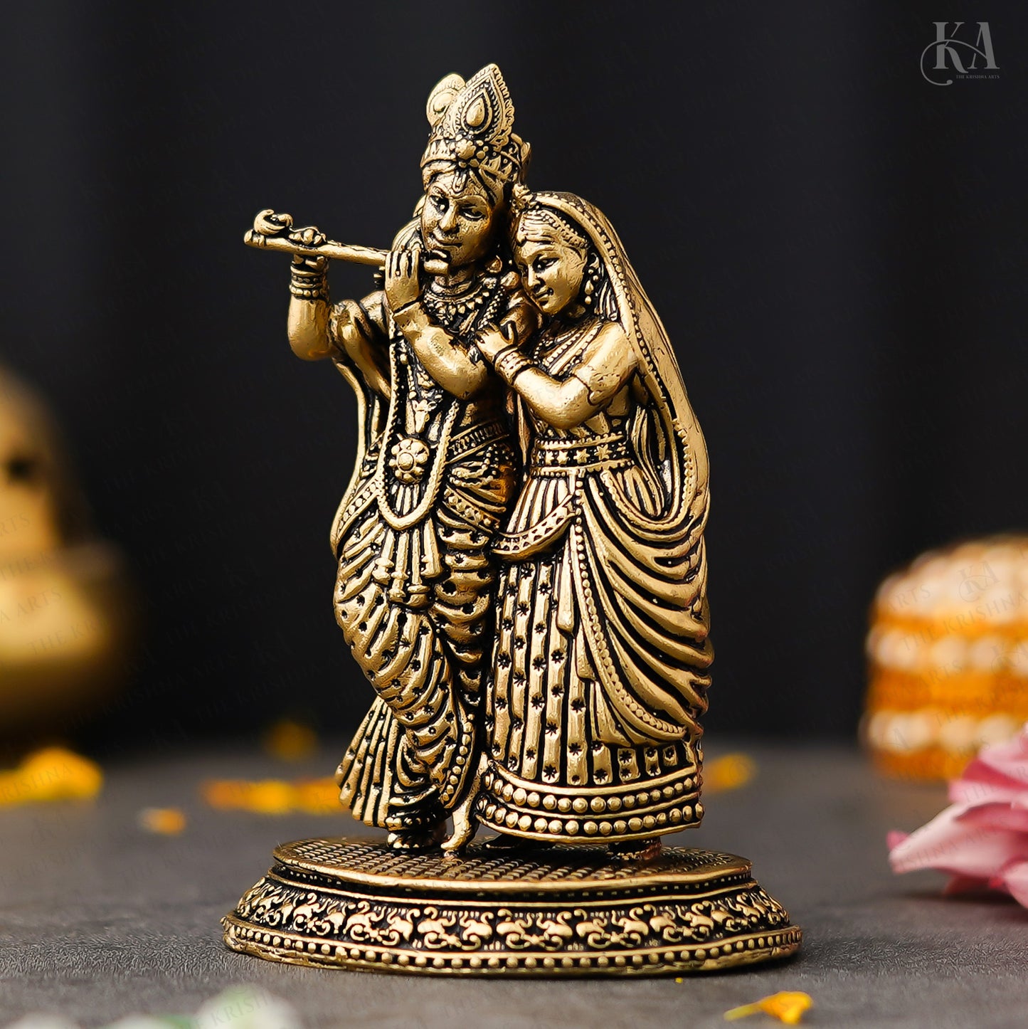 Brass Standing Radha Krishna Idol For Home and Puja