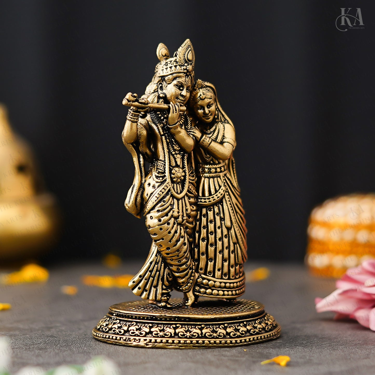 Brass Standing Radha Krishna Idol For Home and Puja