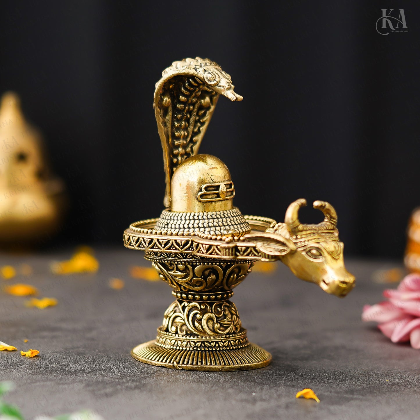 Superfine Brass Nandi Shivling Shivling with Naag