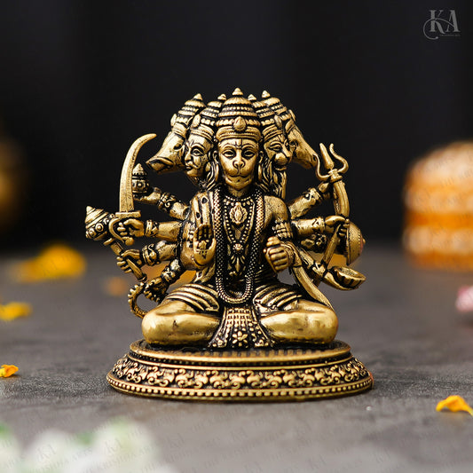 Brass Panchmukhi Hanuman Brass Idol For Puja and Home Decor