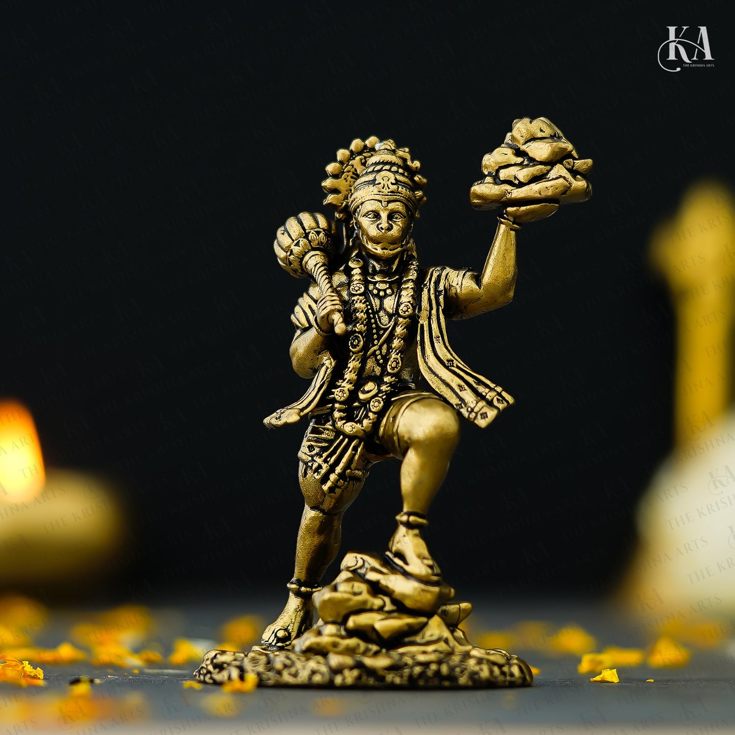 Pure Brass Standing Hanuman Idol with Sanjeevani