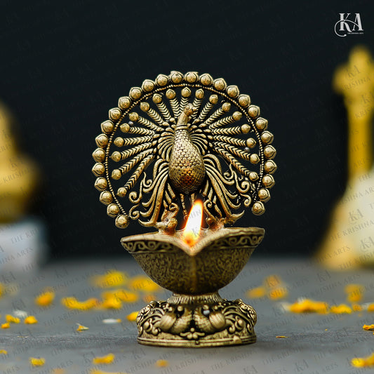 Pure Brass Peacock Diya For Puja and Home Decor