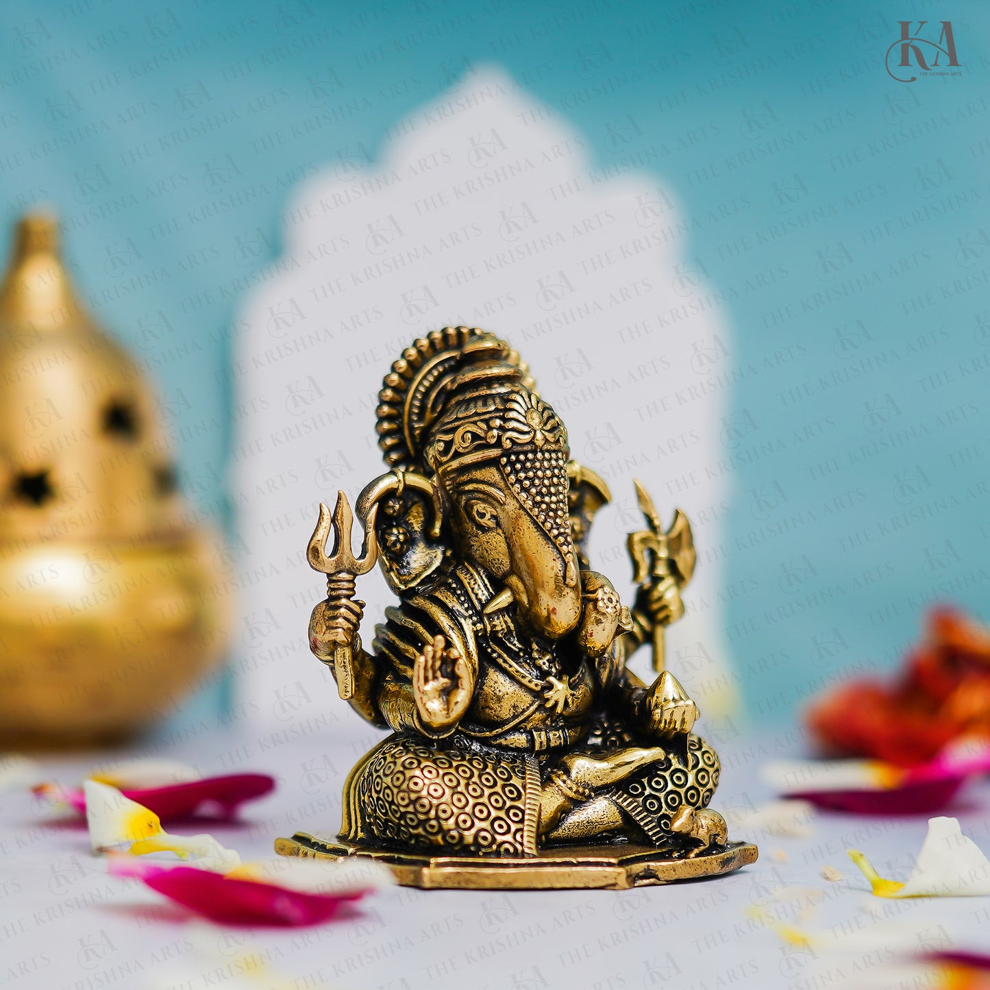 Brass Dagdusheth Ganesha Idol For Car and Home